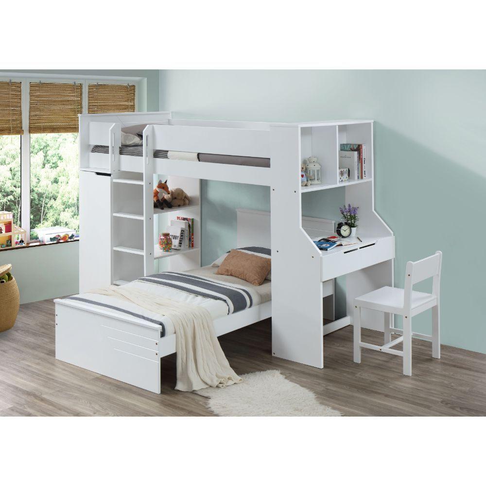 

                    
Buy Transitional White Loft Bed + Twin Bed + Chair by Acme Ragna 30770T-3pcs
