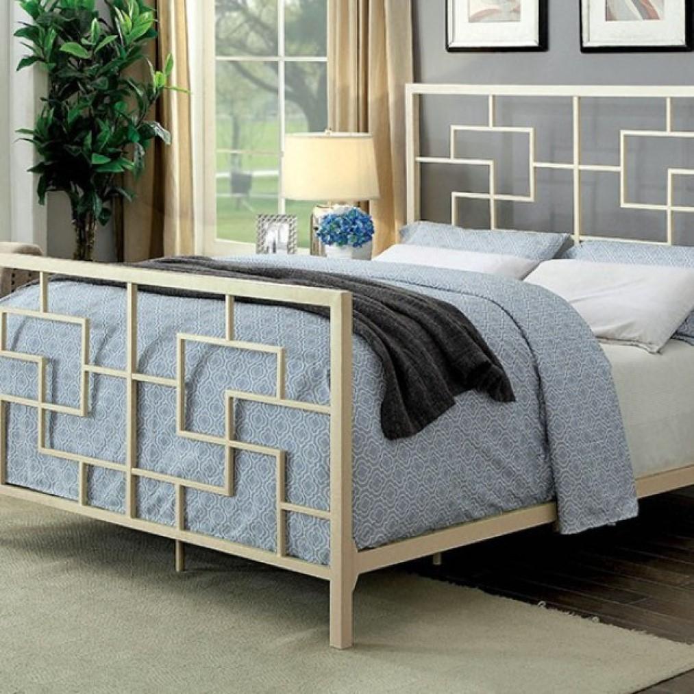 

    
Furniture of America Lala King Panel Bed CM7425WH Panel Bed White CM7425WH
