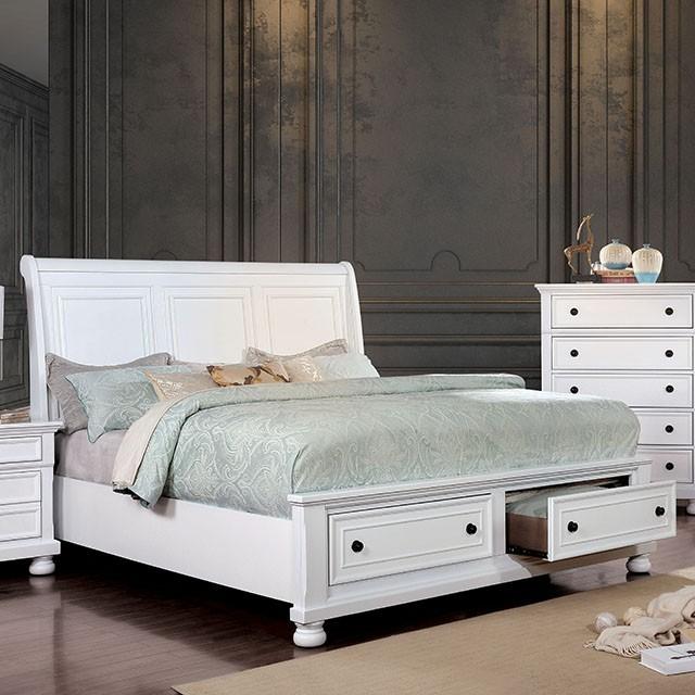 

    
Transitional White Solid Wood California King Storage Bed Furniture of America Castor CM7590WH-CK
