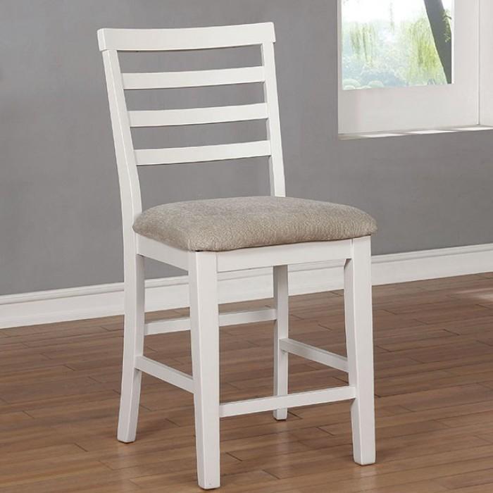 

    
Transitional White Solid Wood Counter Height Chairs Set 2pcs Furniture of America CM3156PC Kiana
