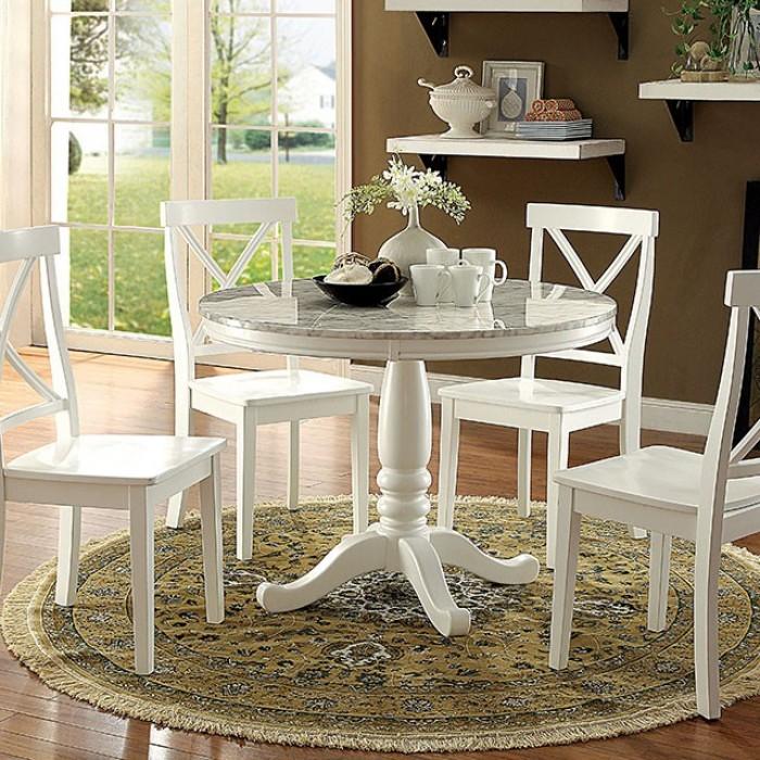

    
Transitional White Solid Wood Dining Room Set 5pcs Furniture of America Penelope
