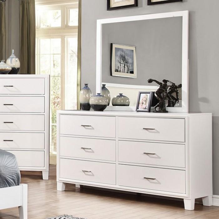 Transitional Dresser With Mirror Enrico Dresser With Mirror 2PCS CM7068WH-D-2PCS CM7068WH-D-2PCS in White 