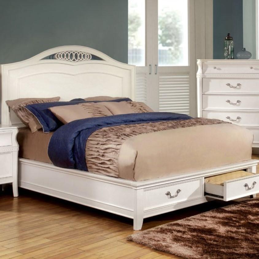 

    
Furniture of America Elvas King Platform Bed CM7684-EK Platform Bed White CM7684-EK

