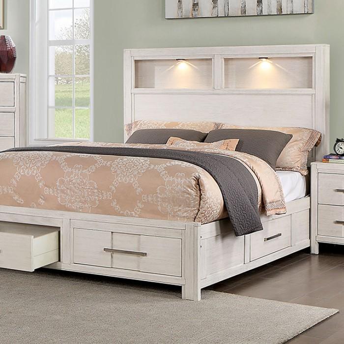 

    
Transitional White Solid Wood King Storage Bed Furniture of America Karla CM7500WH-EK
