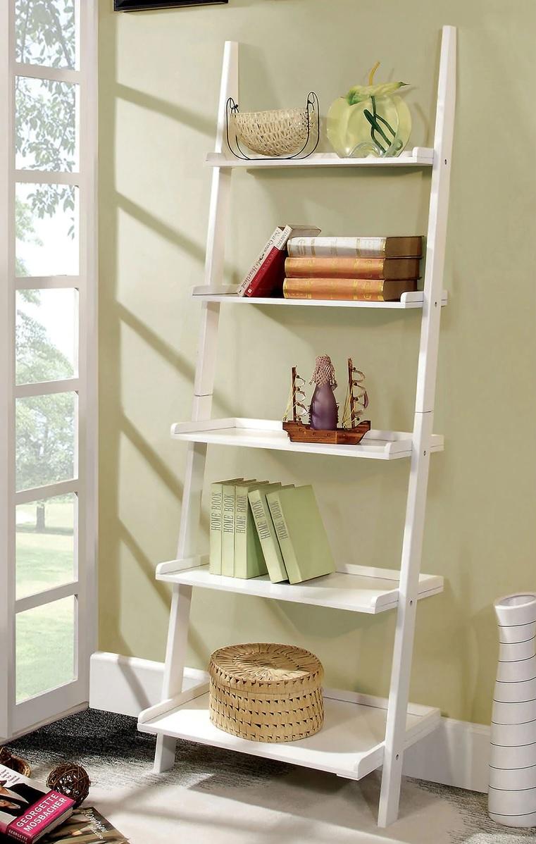 

    
Transitional White Solid Wood Ladder Shelf Furniture of America CM-AC6213WH Sion
