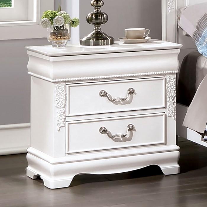 

    
Transitional White Solid Wood Nightstand Furniture of America Alecia CM7458WH-N
