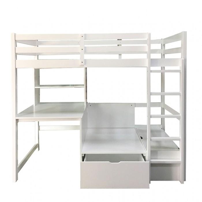 

    
Transitional White Solid Wood Twin Bunk Bed Furniture of America CM-BK828WH Callistus
