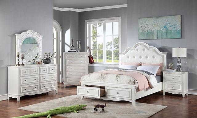 Transitional Storage Bedroom Set Cadence Twin Storage Bedroom Set 5PCS CM7456WH-T-5PCS CM7456WH-T-5PCS in White Leatherette