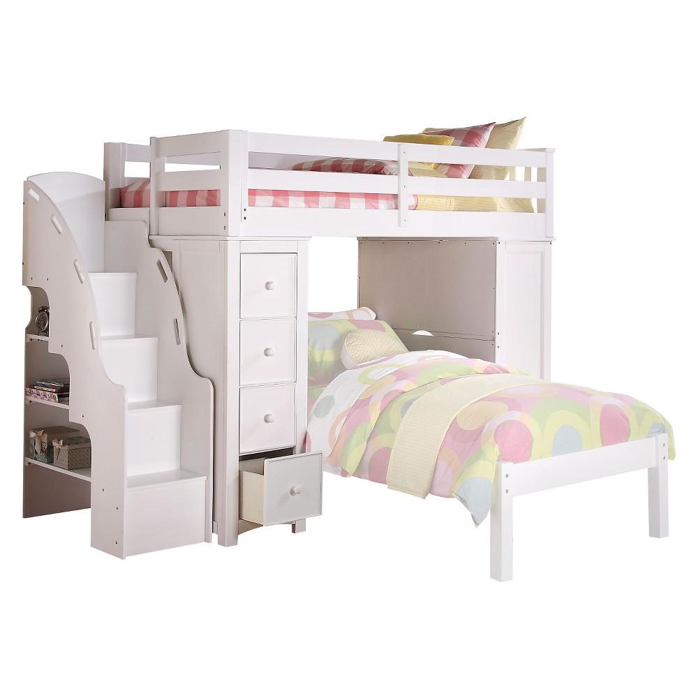 Transitional Twin Loft Bed Freya 37145 in White 