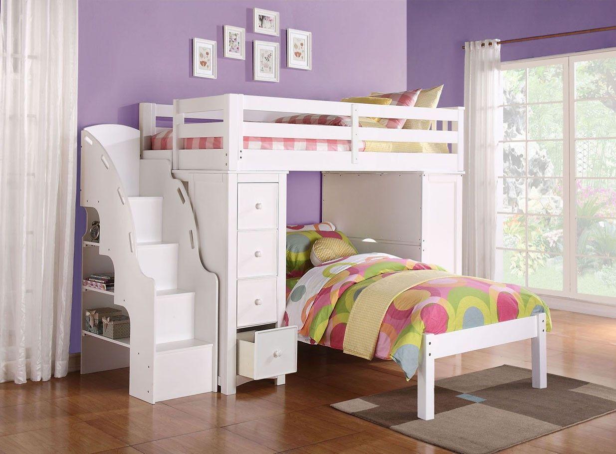 

    
Transitional White Twin Loft Bed + Twin Bed by Acme Freya 37145-2pcs

