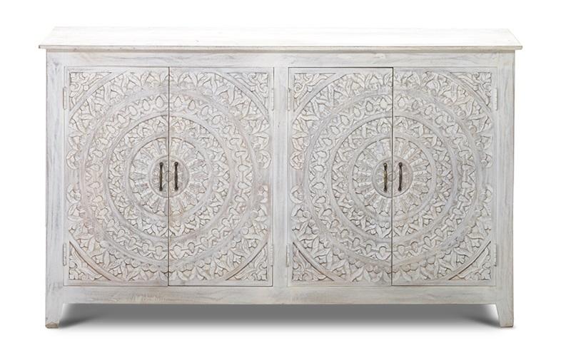 

    
Transitional White Wash Solid Mango 4-Door Sideboard JAIPUR HOME UCS-6639 Carved Lace
