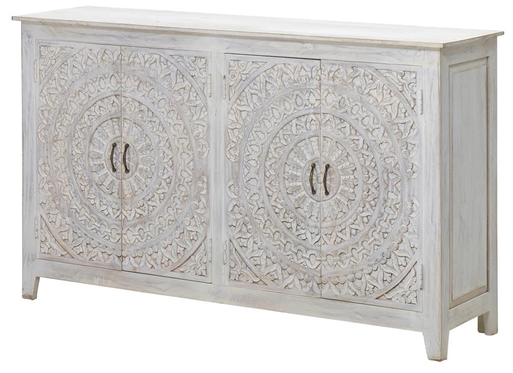 

    
Transitional White Wash Solid Mango 4-Door Sideboard JAIPUR HOME UCS-6639 Carved Lace
