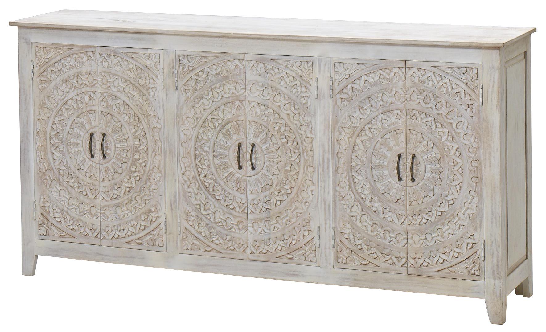

    
Transitional White Wash Solid Mango 6-Door Sideboard JAIPUR HOME UUCS-6640 Carved Lace
