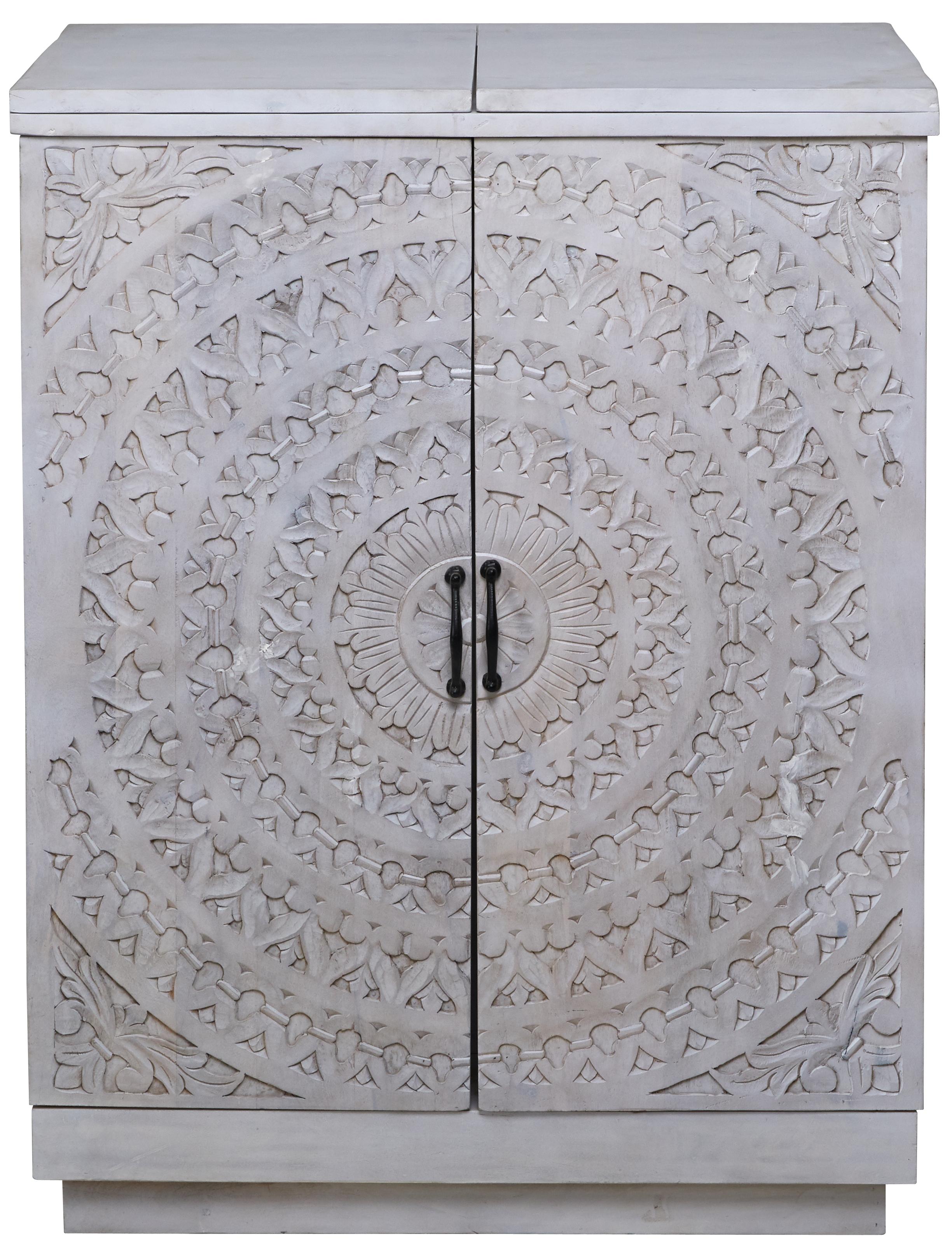 Transitional Bar Cabinet EIP-11455 Carved Lace EIP-11455 in whitewash 