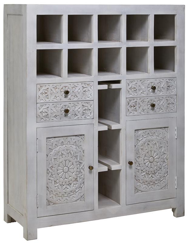 

    
Transitional White Wash Solid Mango Bar Chest JAIPUR HOME EIP-11456 Carved Lace
