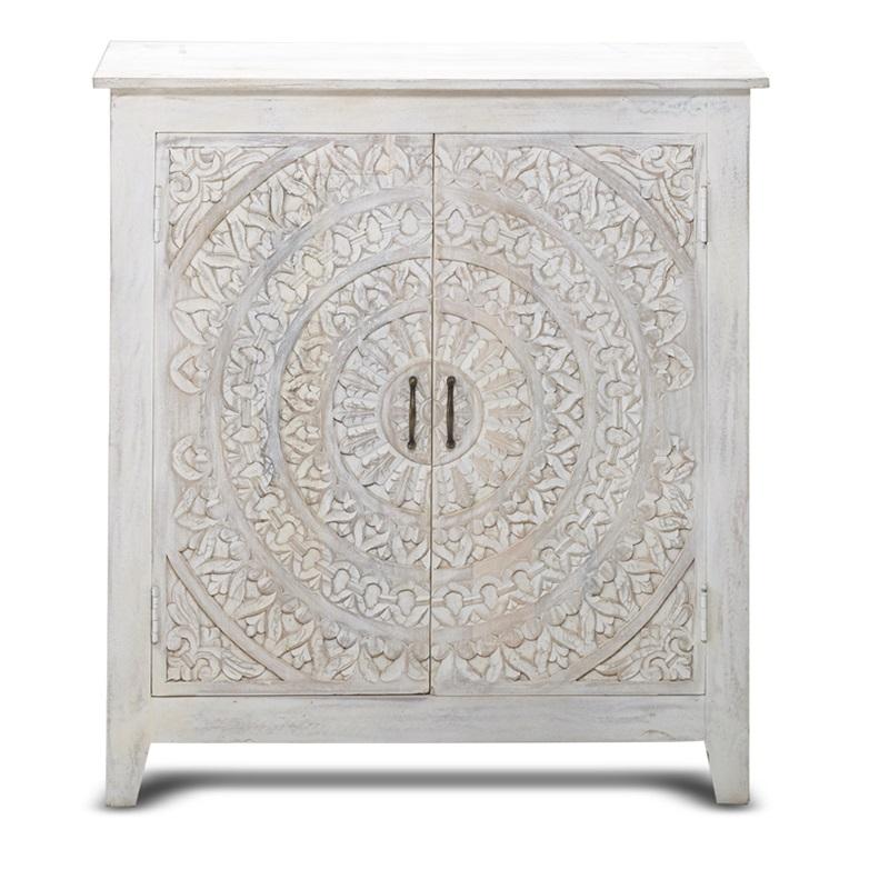 

    
Transitional White Wash Solid Mango Cabinet JAIPUR HOME UCS-6631 Carved Lace
