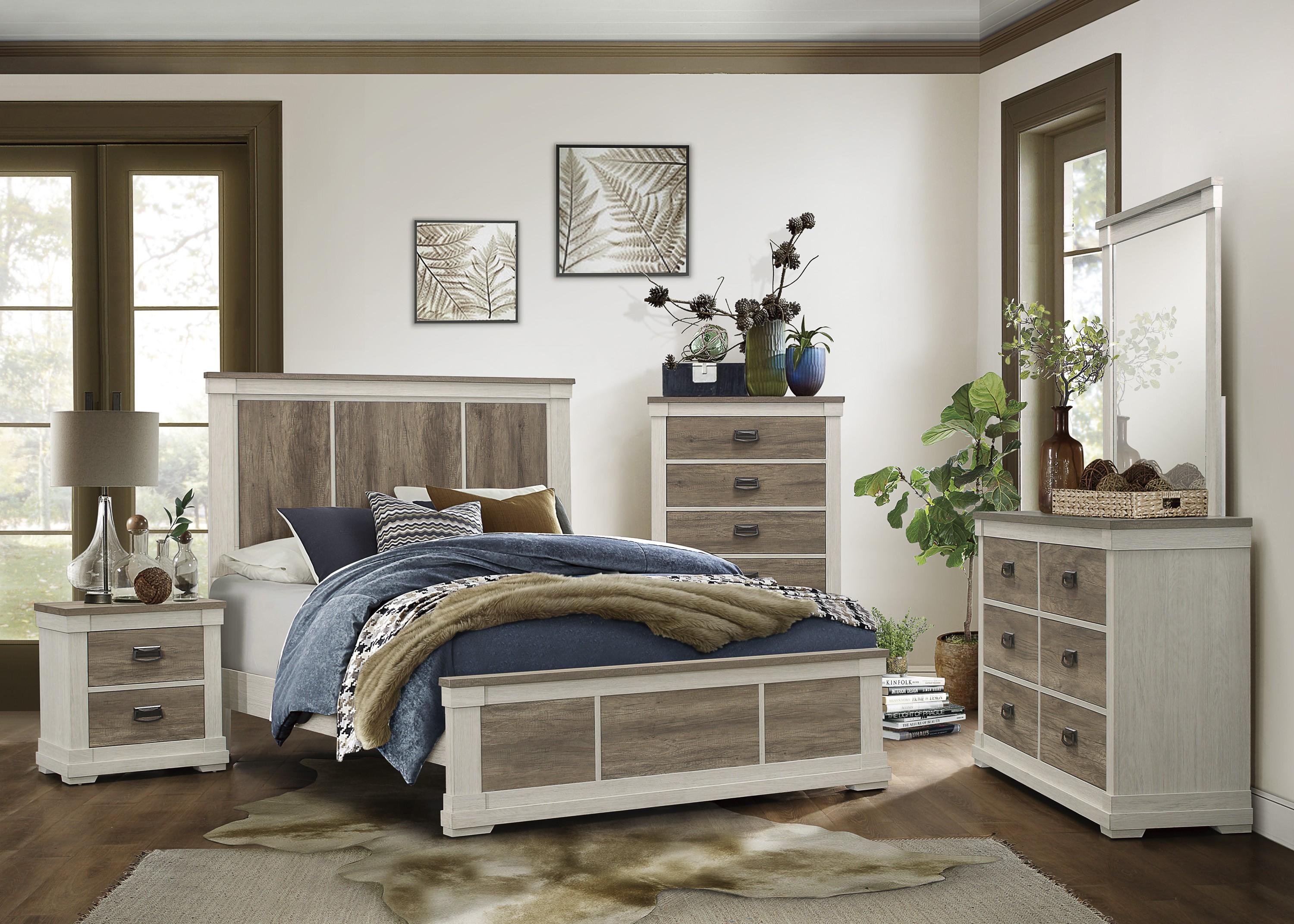 

    
Transitional White & Weathered Gray Wood CAL Bedroom Set 5pcs Homelegance 1677K-1CK* Arcadia
