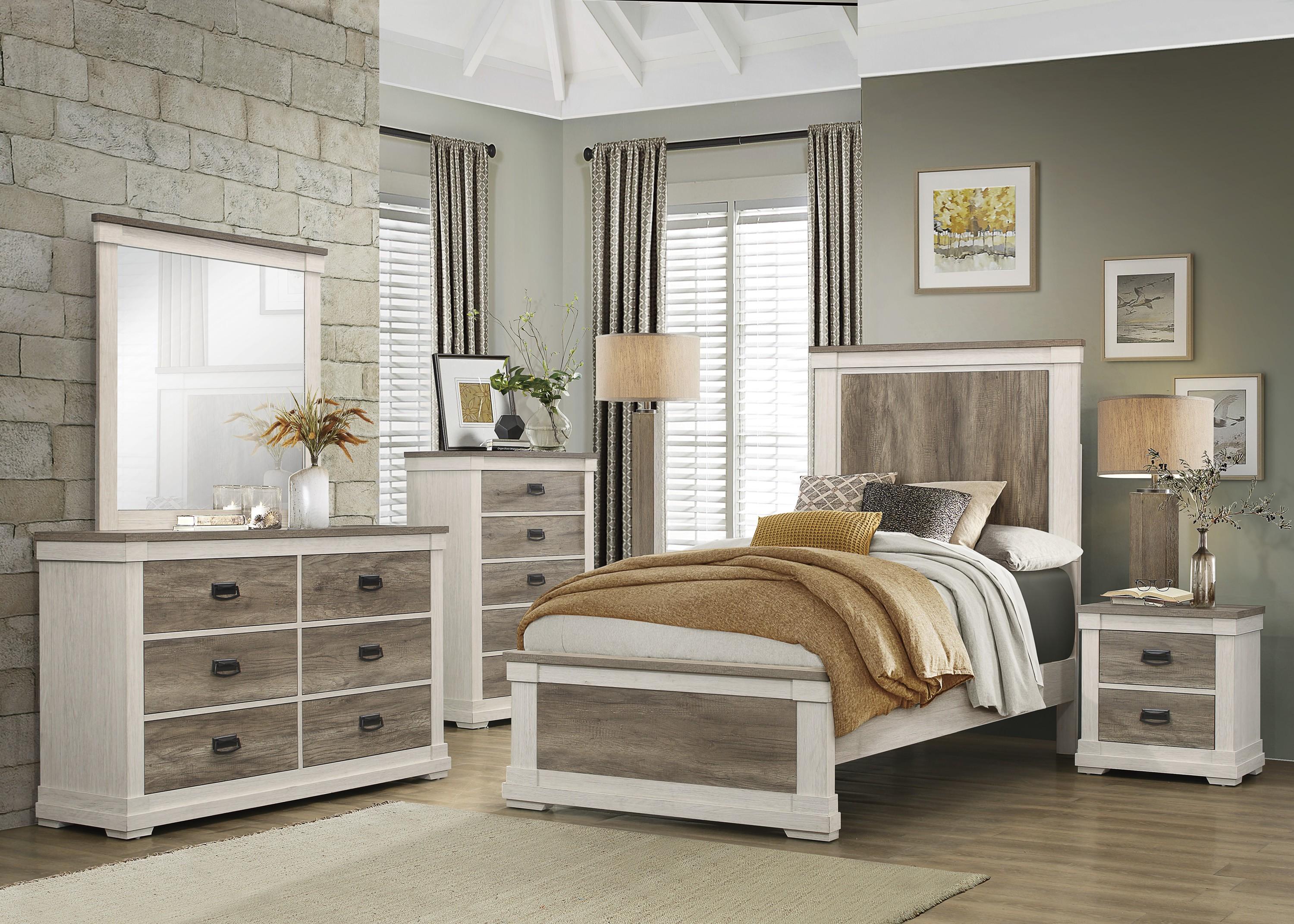 

    
Transitional White & Weathered Gray Wood Twin Bedroom Set 5pcs Homelegance 1677T-1* Arcadia

