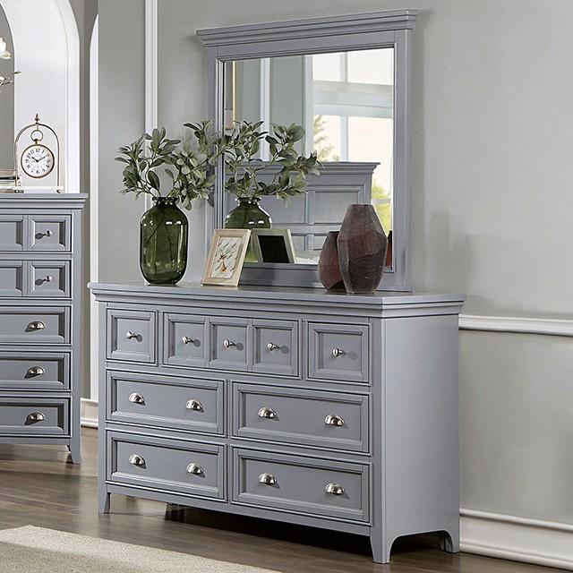 Transitional Dresser With Mirror Castlile Dresser + Mirror CM7413GY-D-2PCS CM7413GY-D-2PCS in Gray 