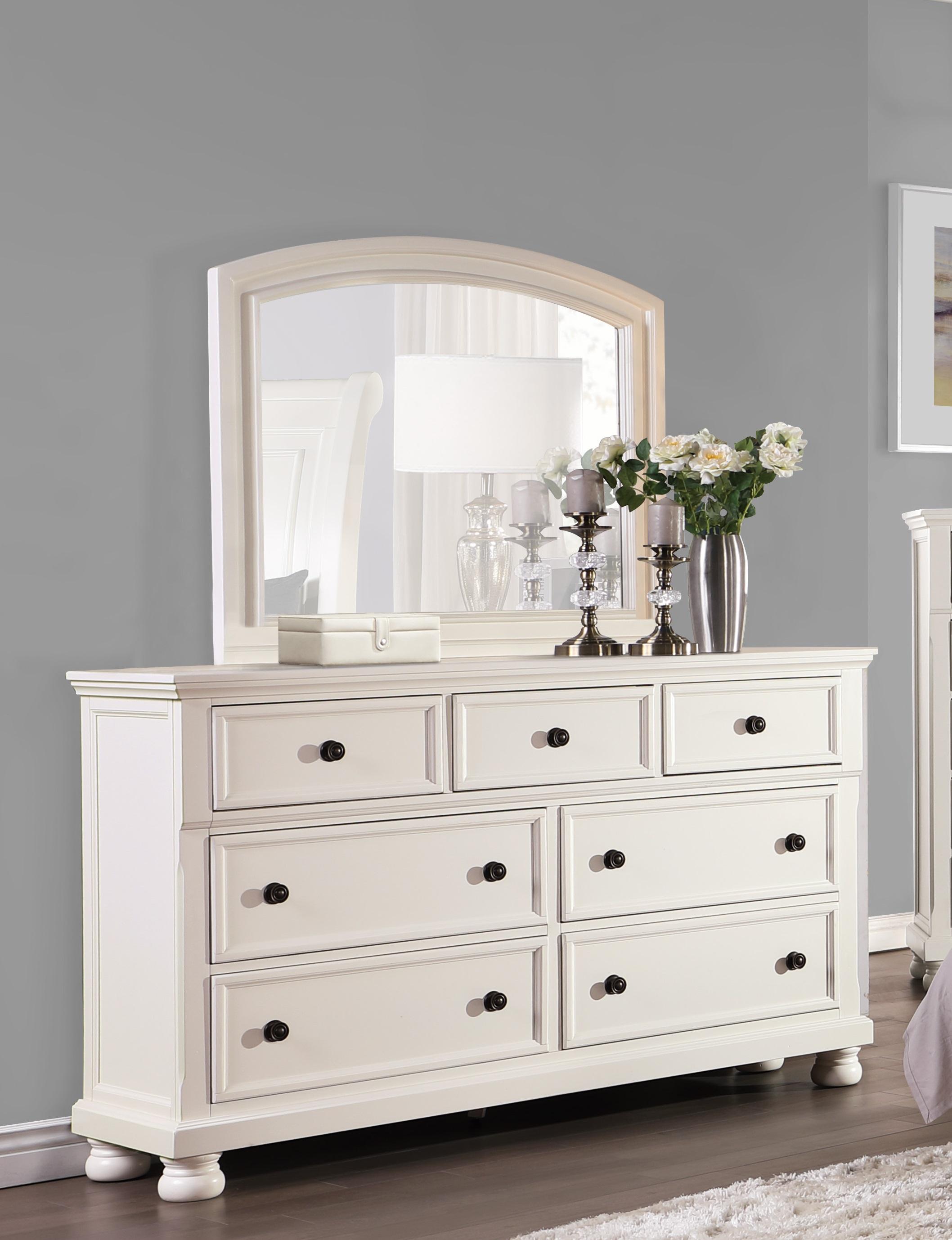Transitional Dresser w/Mirror 1714W-5*6-2PC Laurelin 1714W-5*6-2PC in White 