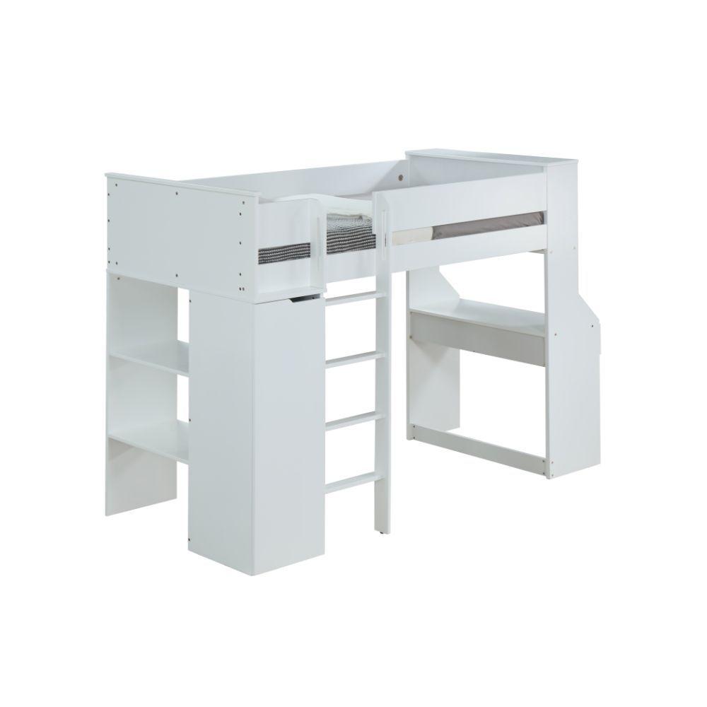 Transitional Loft Bed Ragna 38060 in White 