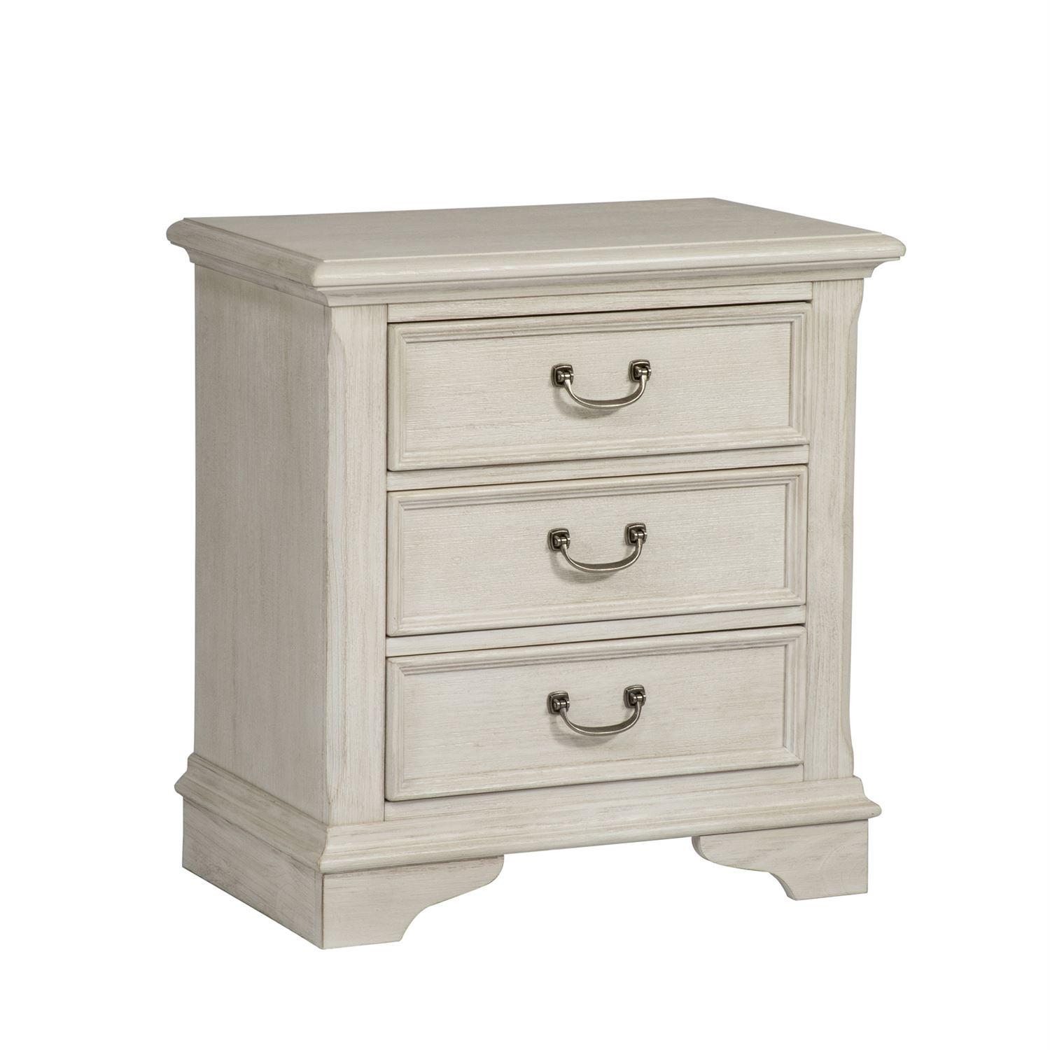 

    
Antique White Wood 3 Drawer Nightstand Bayside  249-BR61 Liberty Furniture
