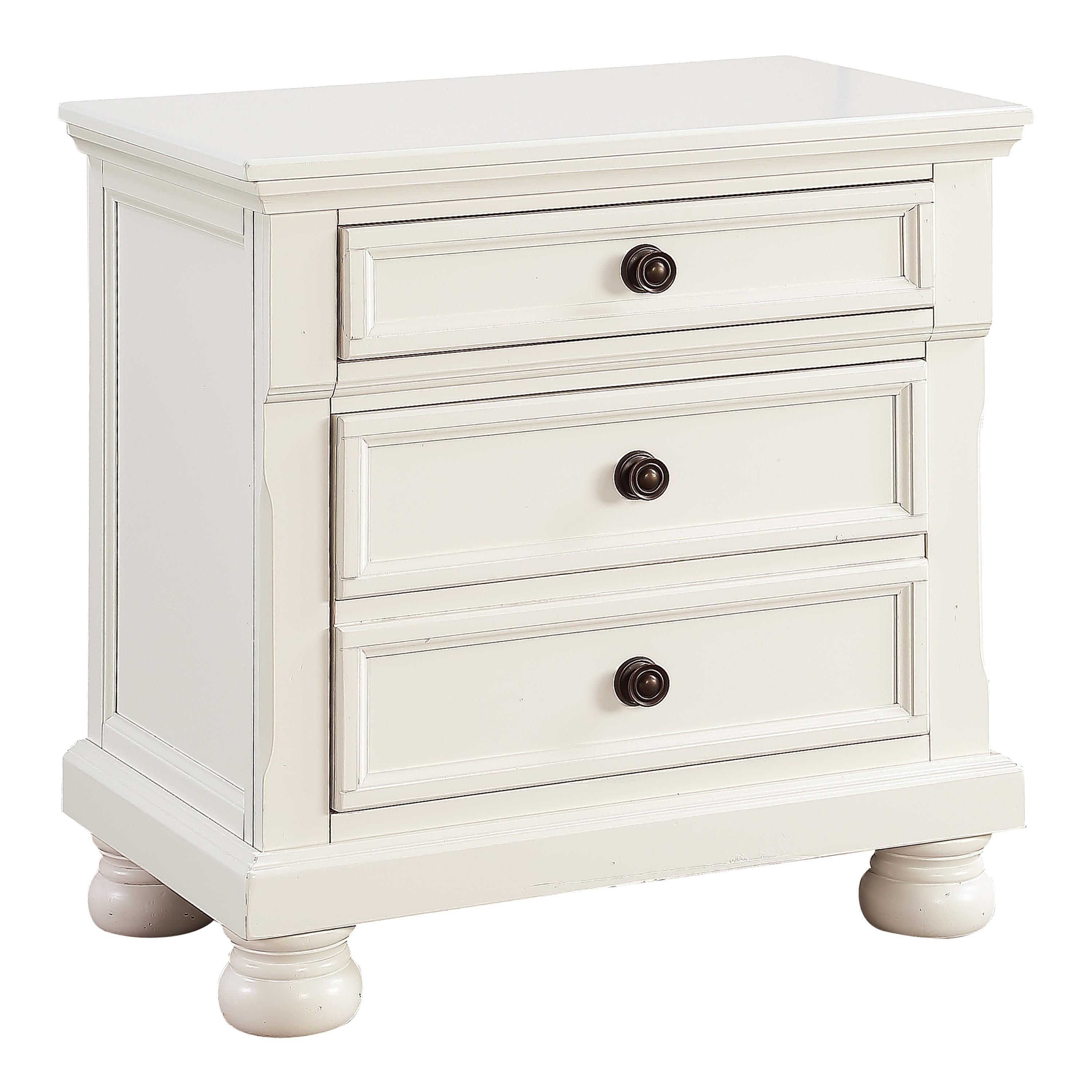 Transitional Nightstand 1714W-4 Laurelin 1714W-4 in White 