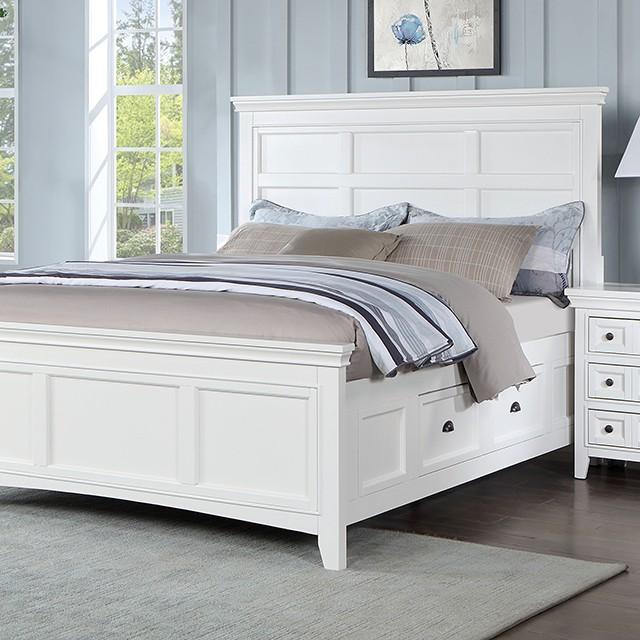 

    
Transitional White Wood Queen Bed Furniture of America Castile CM7413WH-Q
