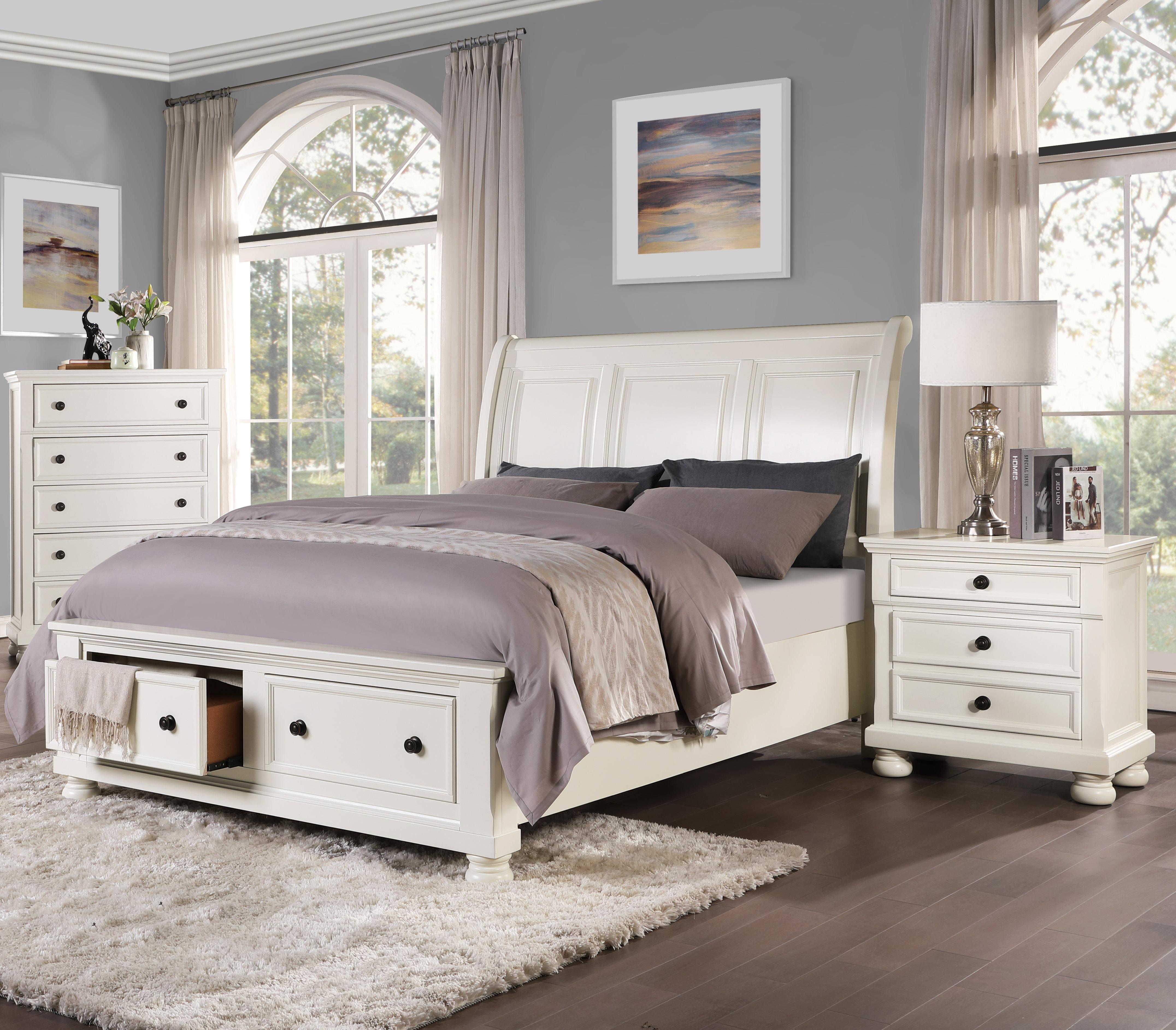 

    
Transitional White Wood Queen Bedroom Set 3pcs Homelegance 1714W-1* Laurelin
