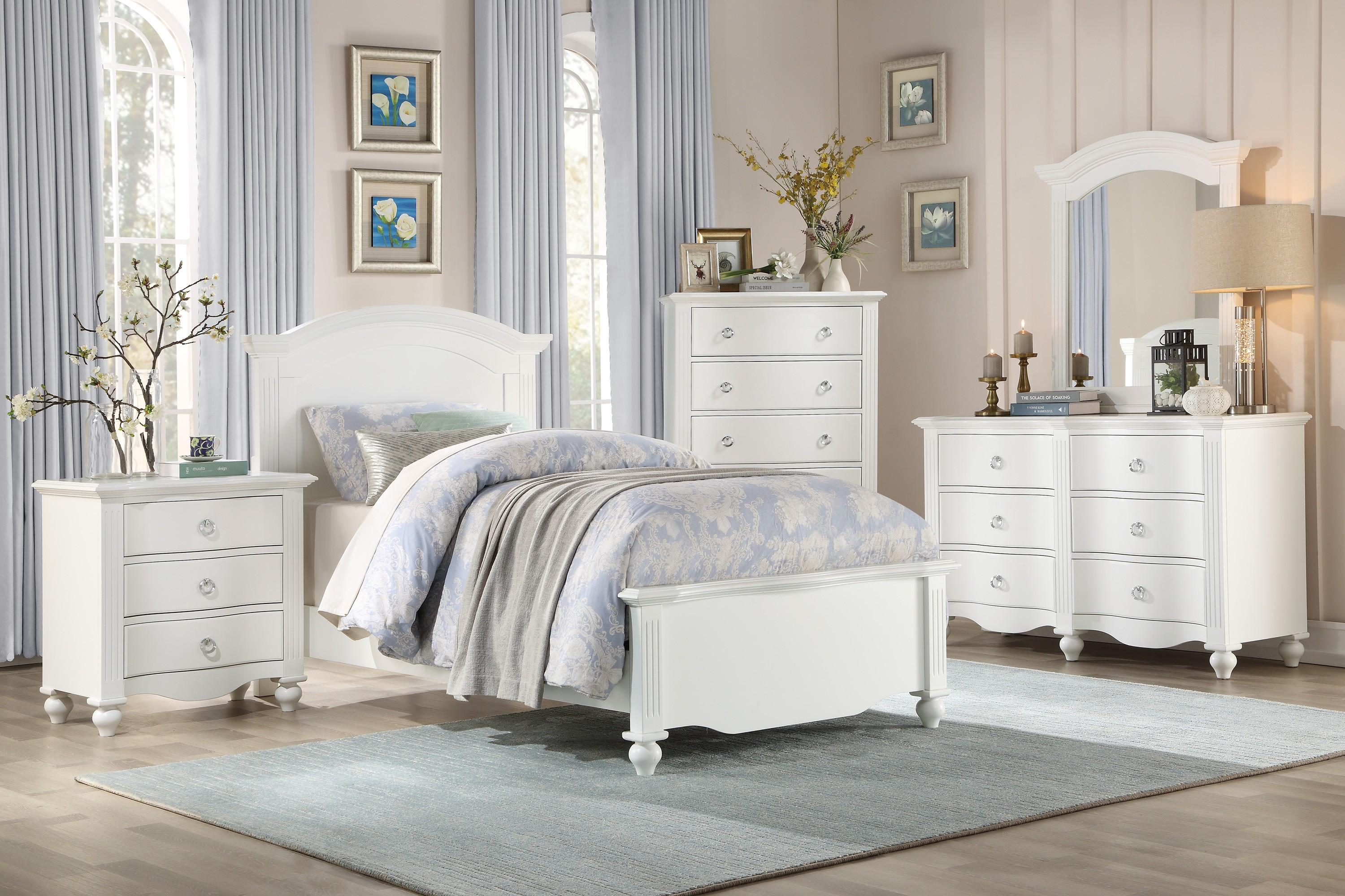 

    
Transitional White Wood Twin Bedroom Set 6pcs Homelegance 2058WHT-1* Meghan
