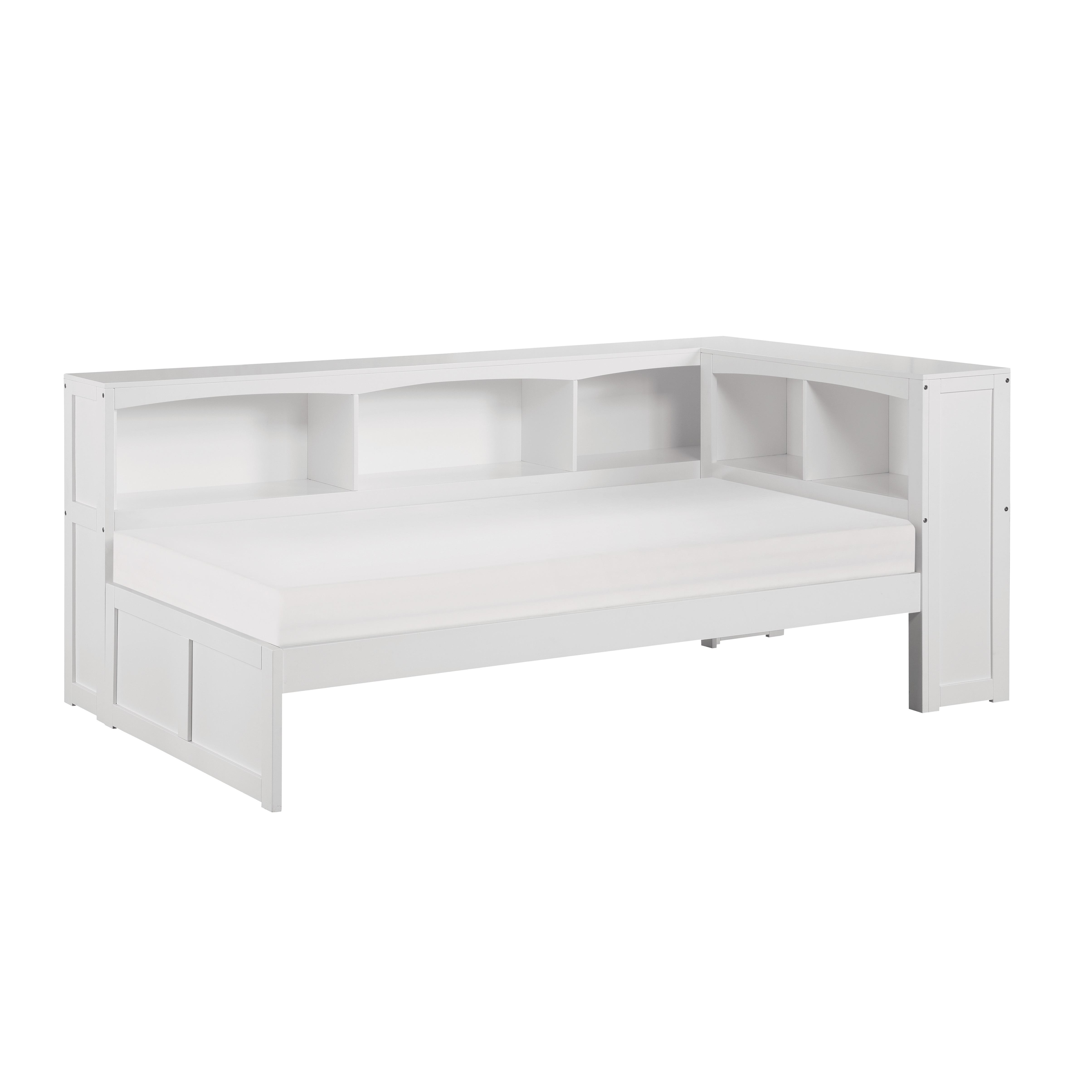 

    
Transitional White Wood Twin Bookcase Corner Bed Homelegance B2053BCW-1BC* Galen
