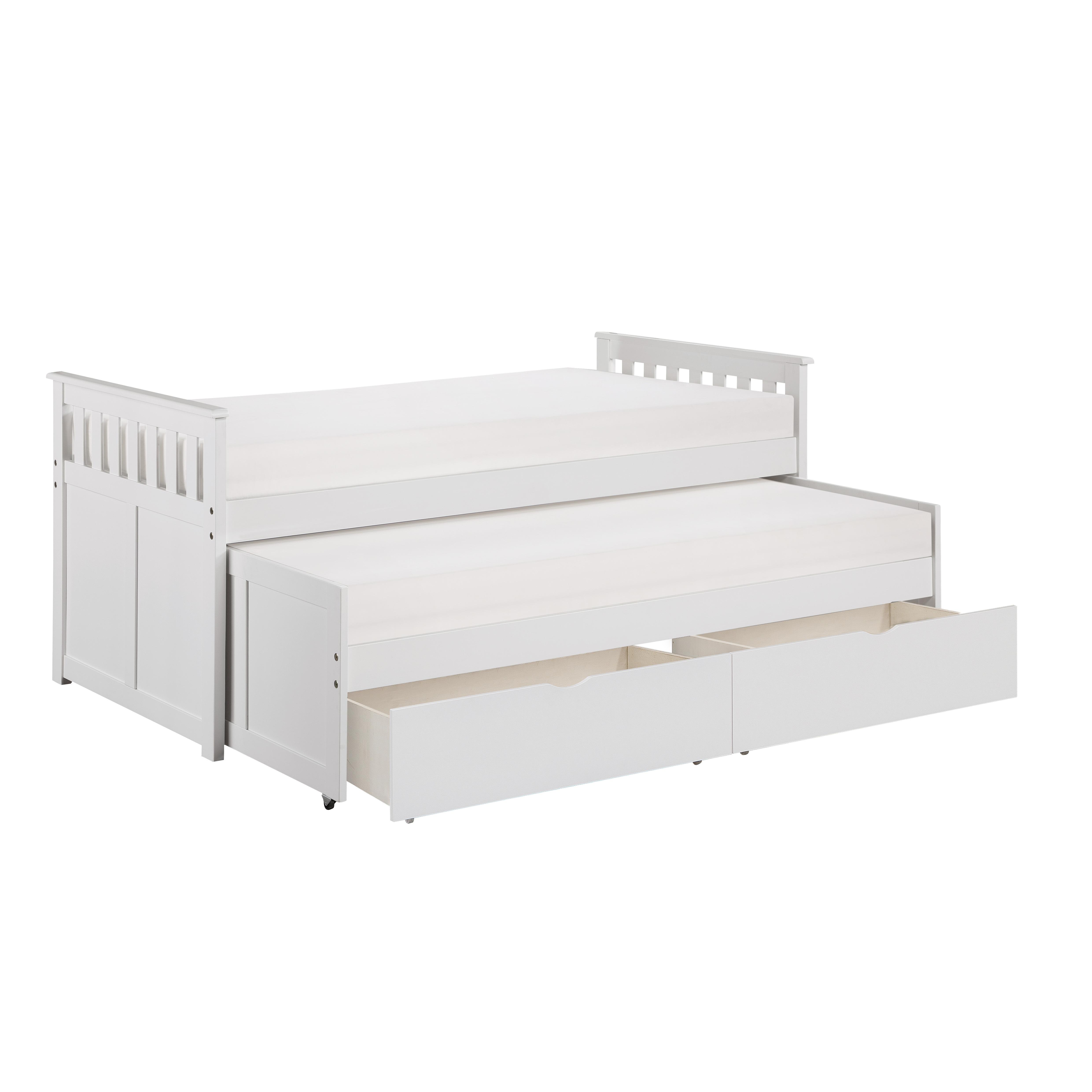 

    
Transitional White Wood Twin/Twin Bed w/Storage Boxes Homelegance B2053RTW-1T* Galen
