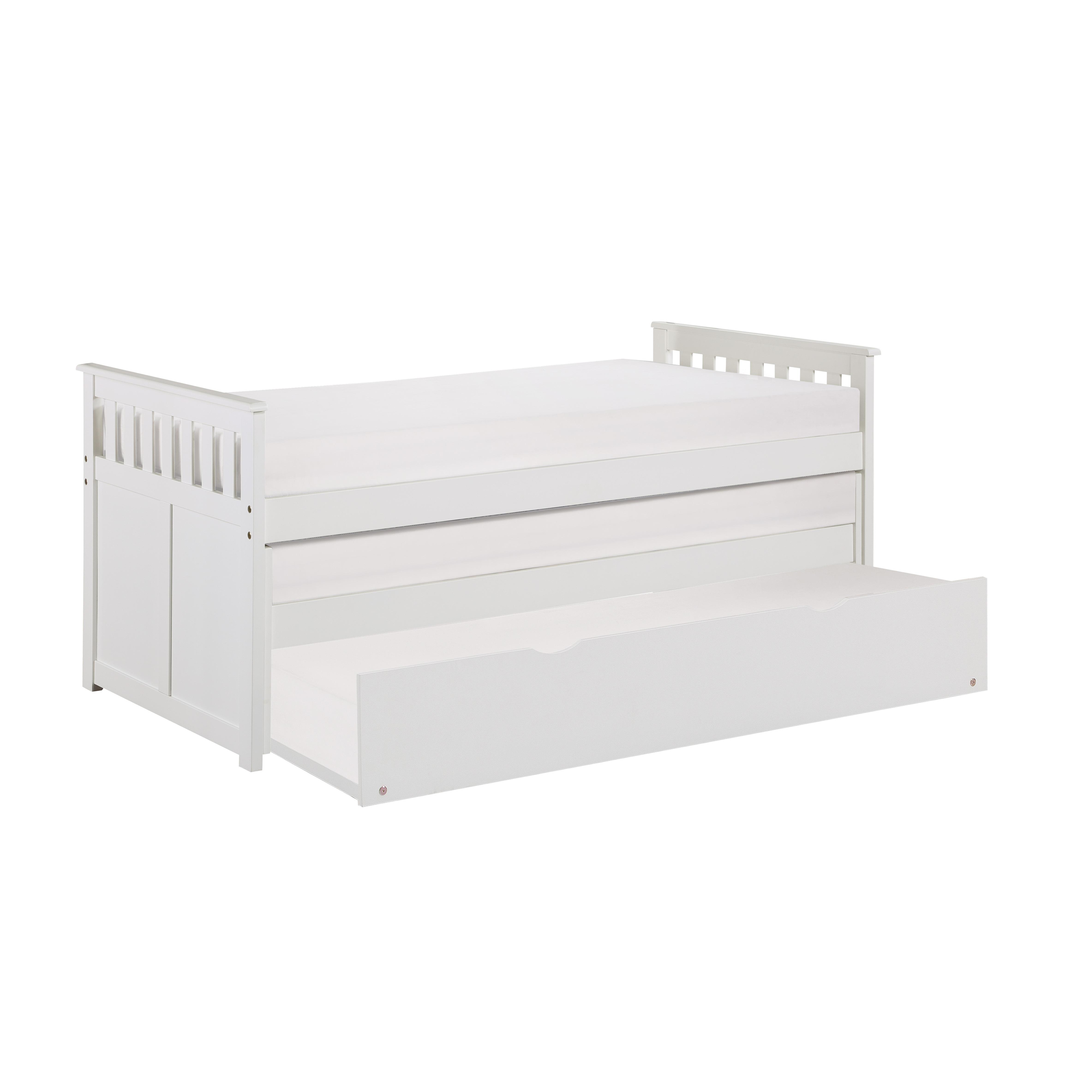 

    
Transitional White Wood Twin/Twin Bed w/Trundle Homelegance B2053RTW-1R* Galen
