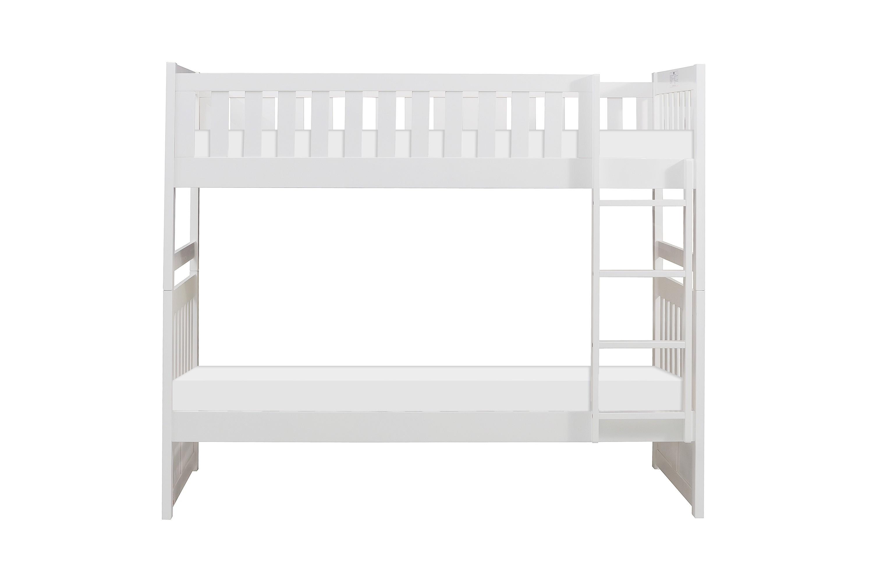 

    
Transitional White Wood Twin/Twin Bunk Bed Homelegance B2053W-1* Galen
