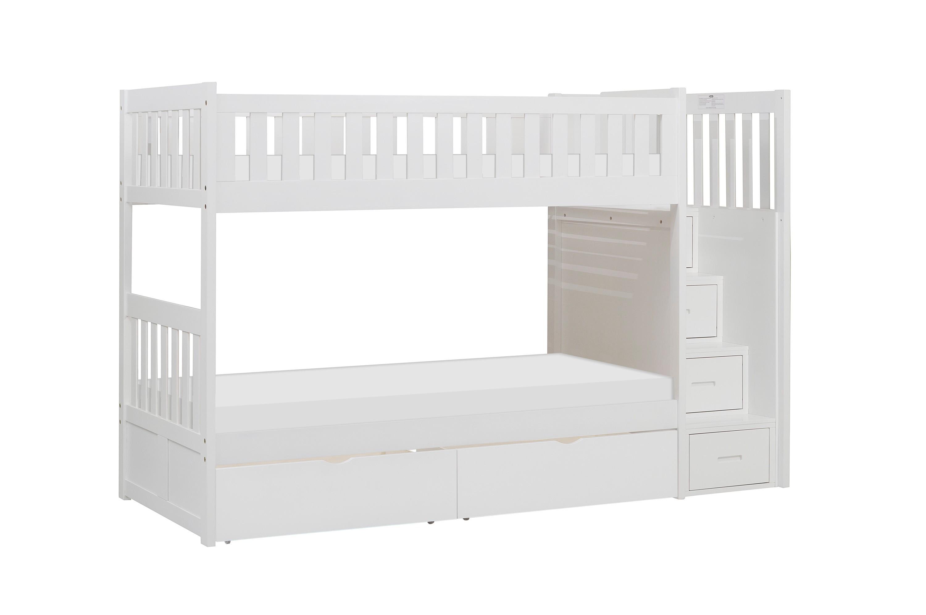

                    
Homelegance B2053SBW-1*T Galen Twin/Twin Bunk Bed w/Reversible Step Storage White  Purchase 
