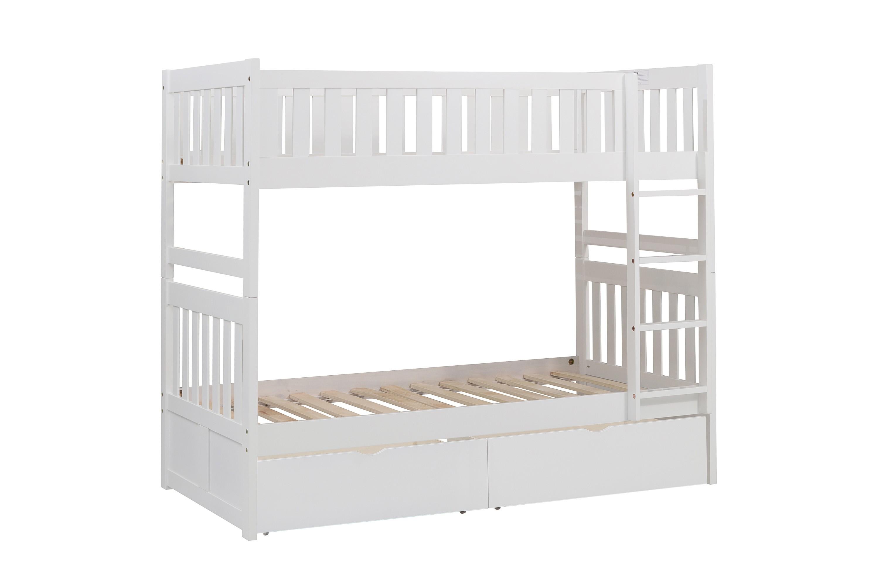 

    
Transitional White Wood Twin/Twin Bunk Bed w/Storage Boxes Homelegance B2053W-1*T Galen
