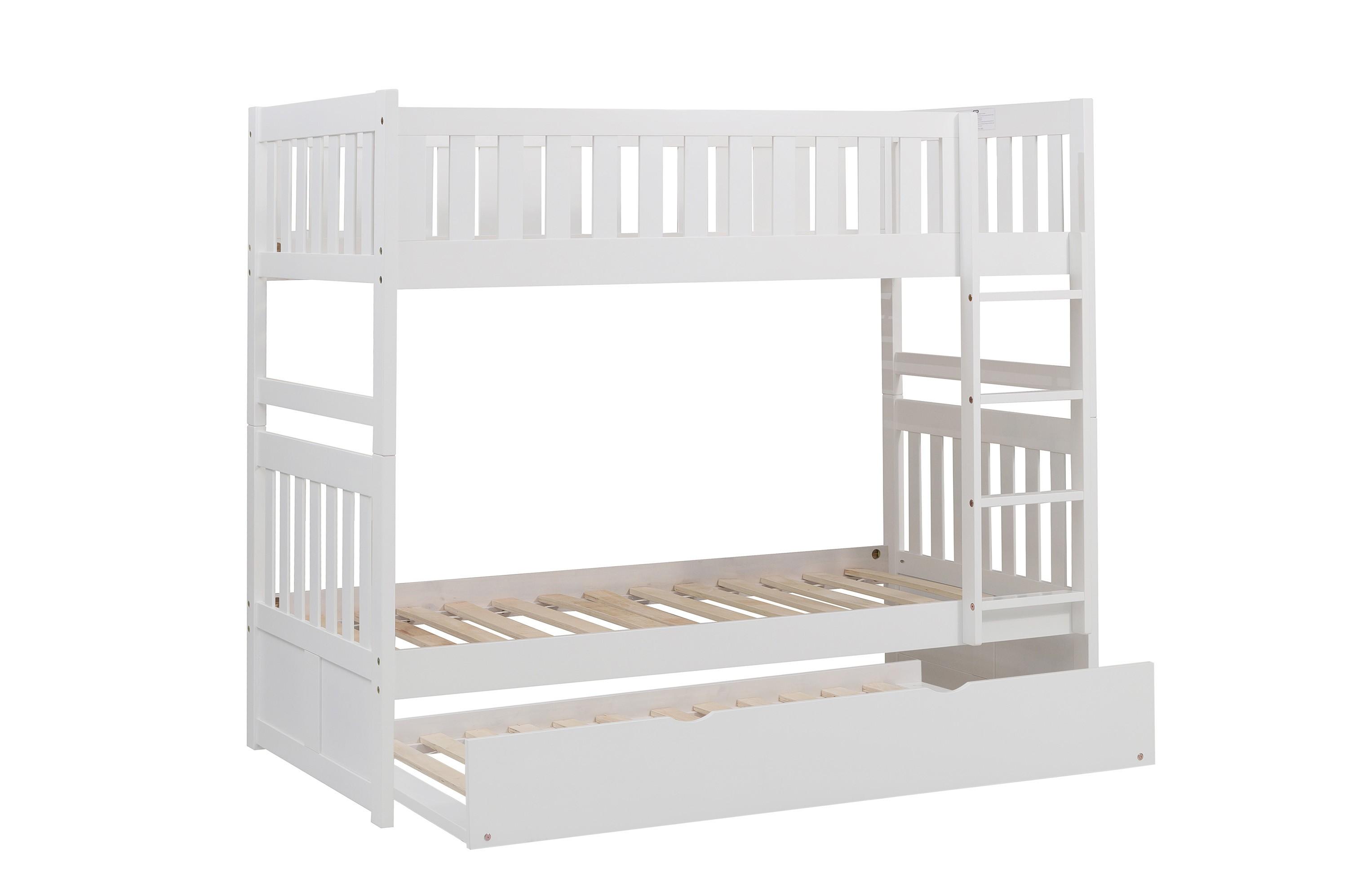 

    
Transitional White Wood Twin/Twin Bunk Bed w/Trundle Homelegance B2053W-1*R Galen
