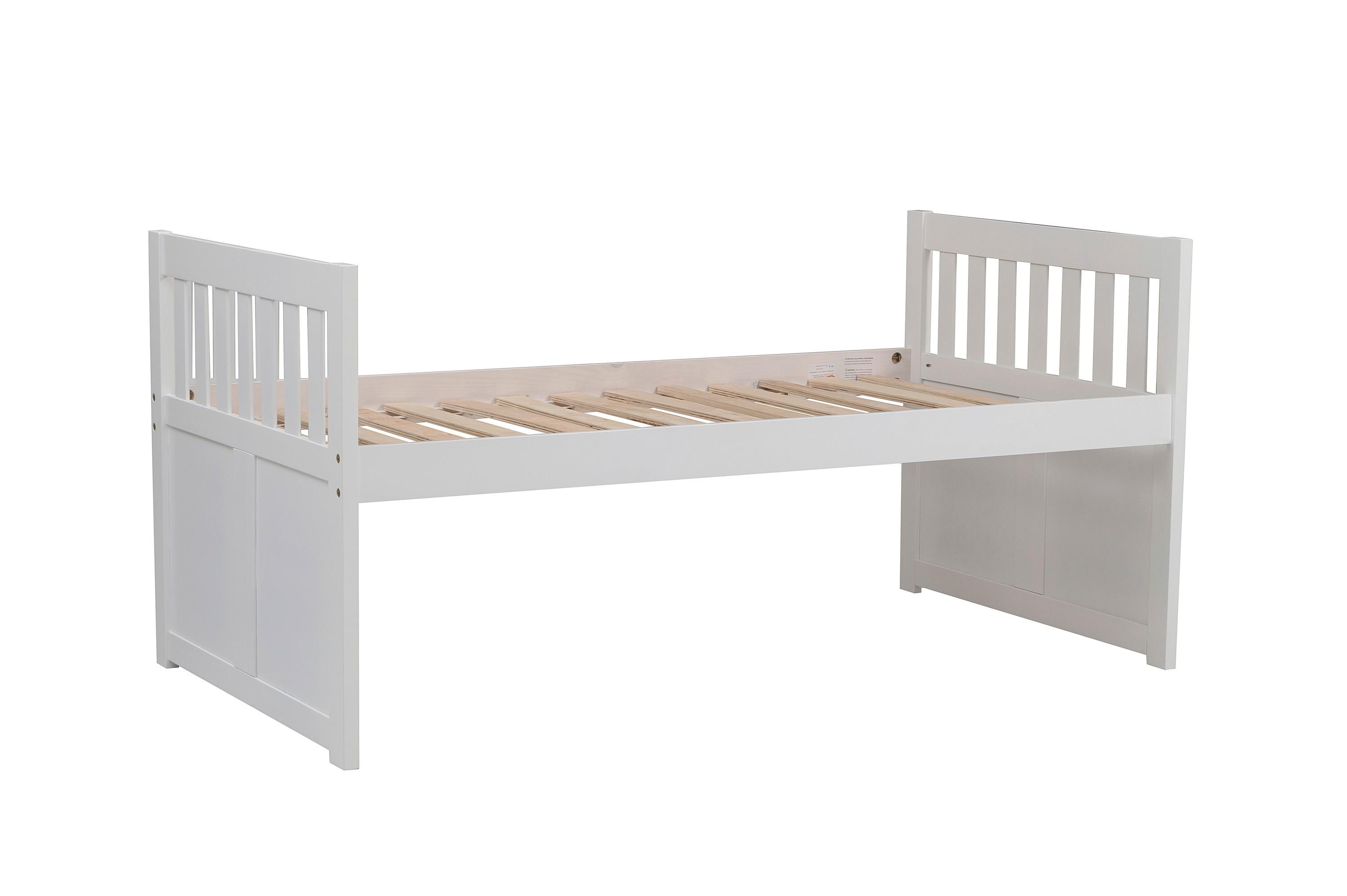 

    
Transitional White Wood Twin/Twin Trundle Bed w/Storage Drawers Homelegance B2053PRW-1* Galen
