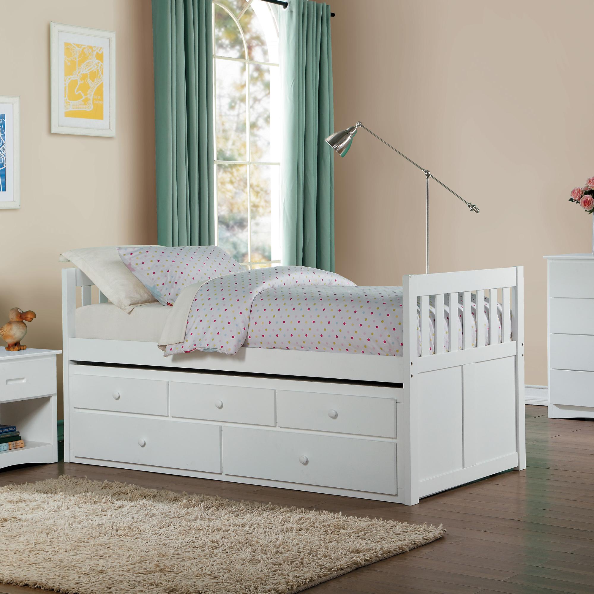 

    
 Shop  Transitional White Wood Twin/Twin Trundle Bed w/Storage Drawers Homelegance B2053PRW-1* Galen
