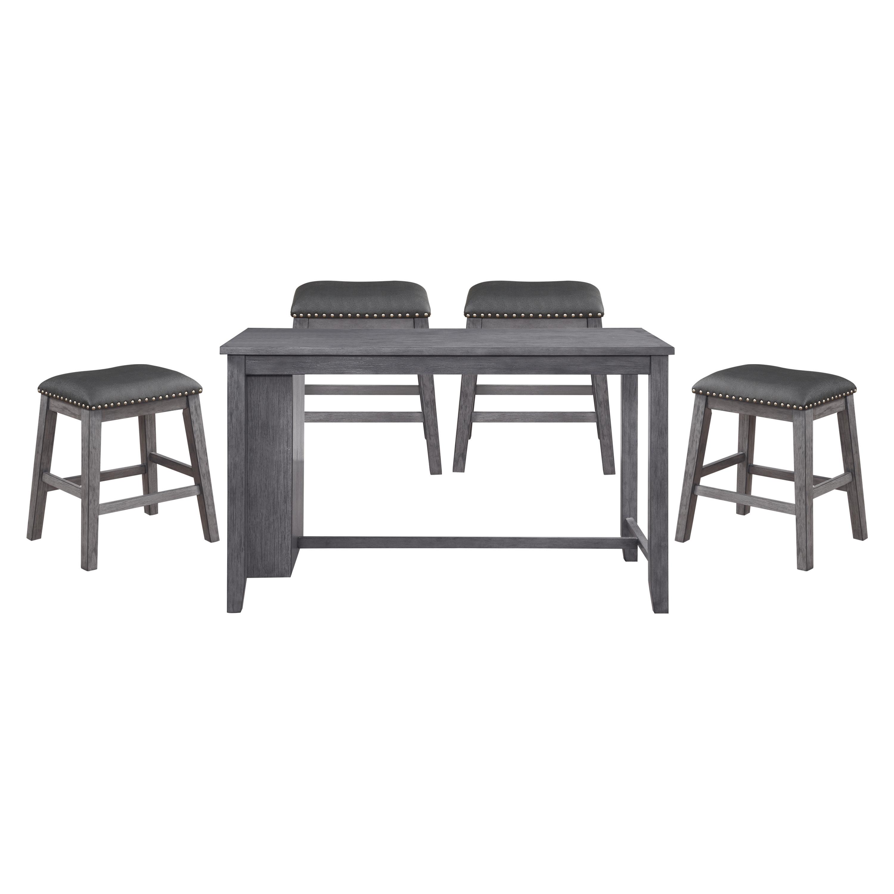 

    
Transitional Wire Brushed Gray & Black Wood Dining Room Set 5pcs Homelegance 5603-36 Timbre
