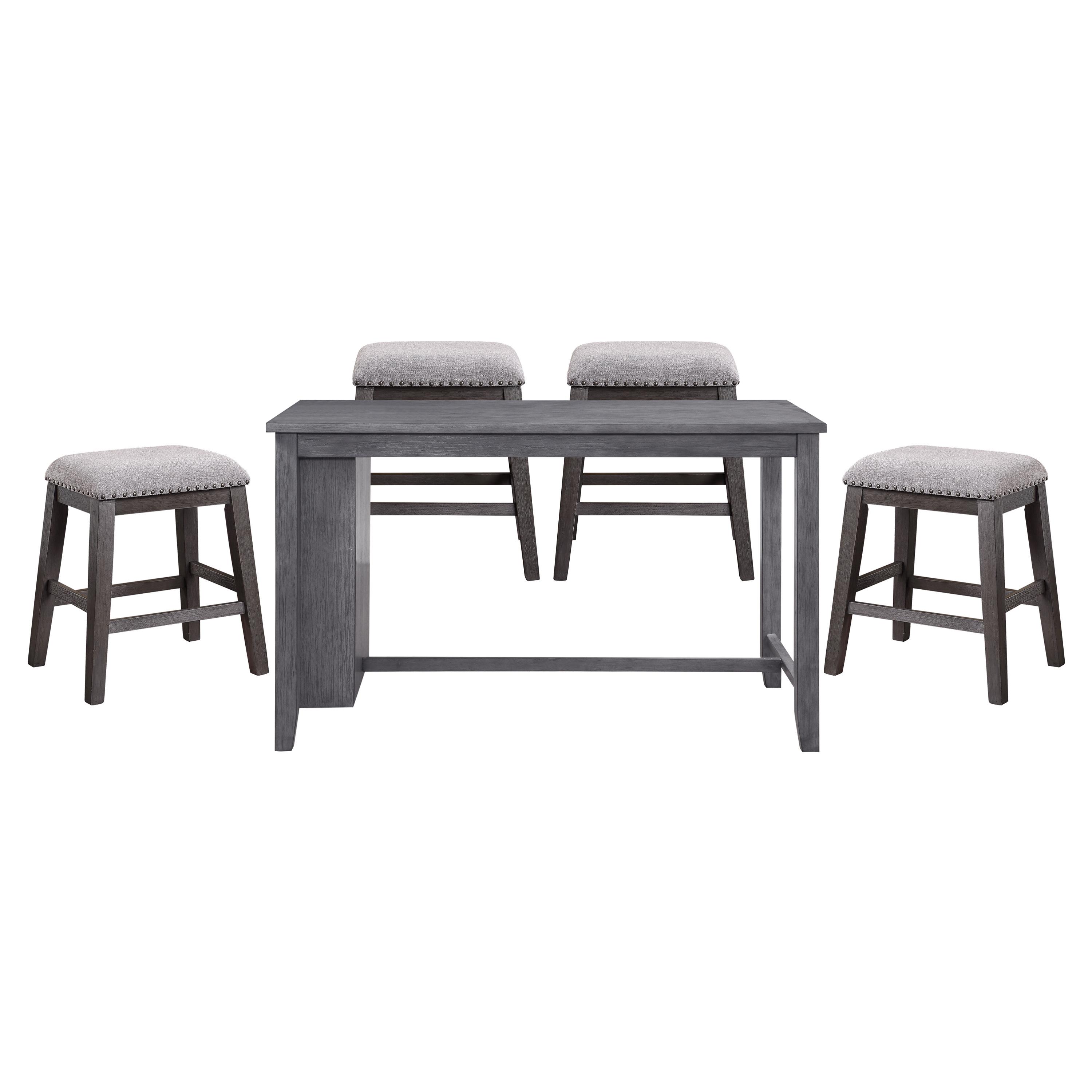 

    
Transitional Wire Brushed Gray Wood Dining Room Set 5pcs Homelegance 5603-36 Timbre
