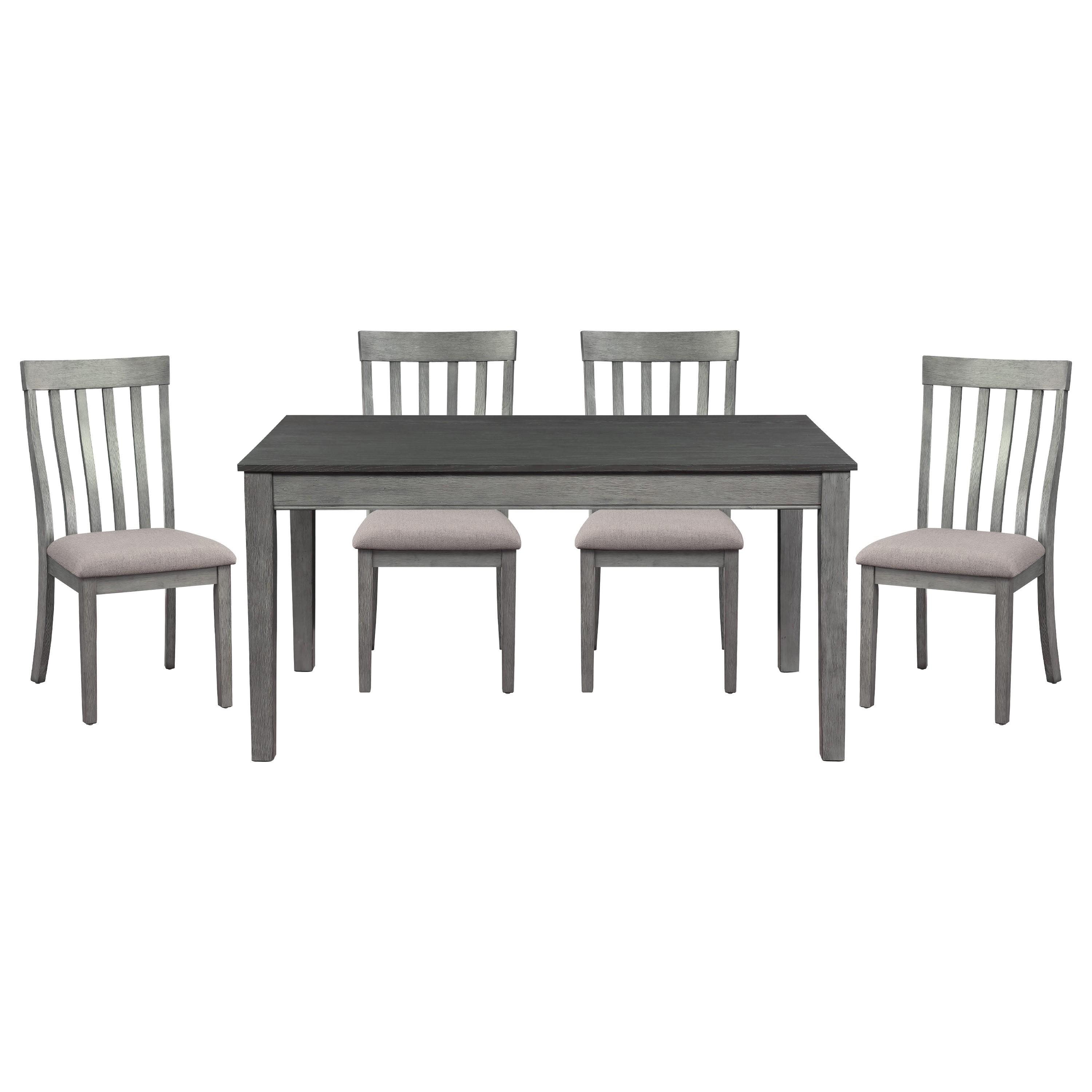 

    
Transitional Wire Brushed Gray Wood Dining Room Set 5pcs Homelegance 5706GY-60 Armhurst
