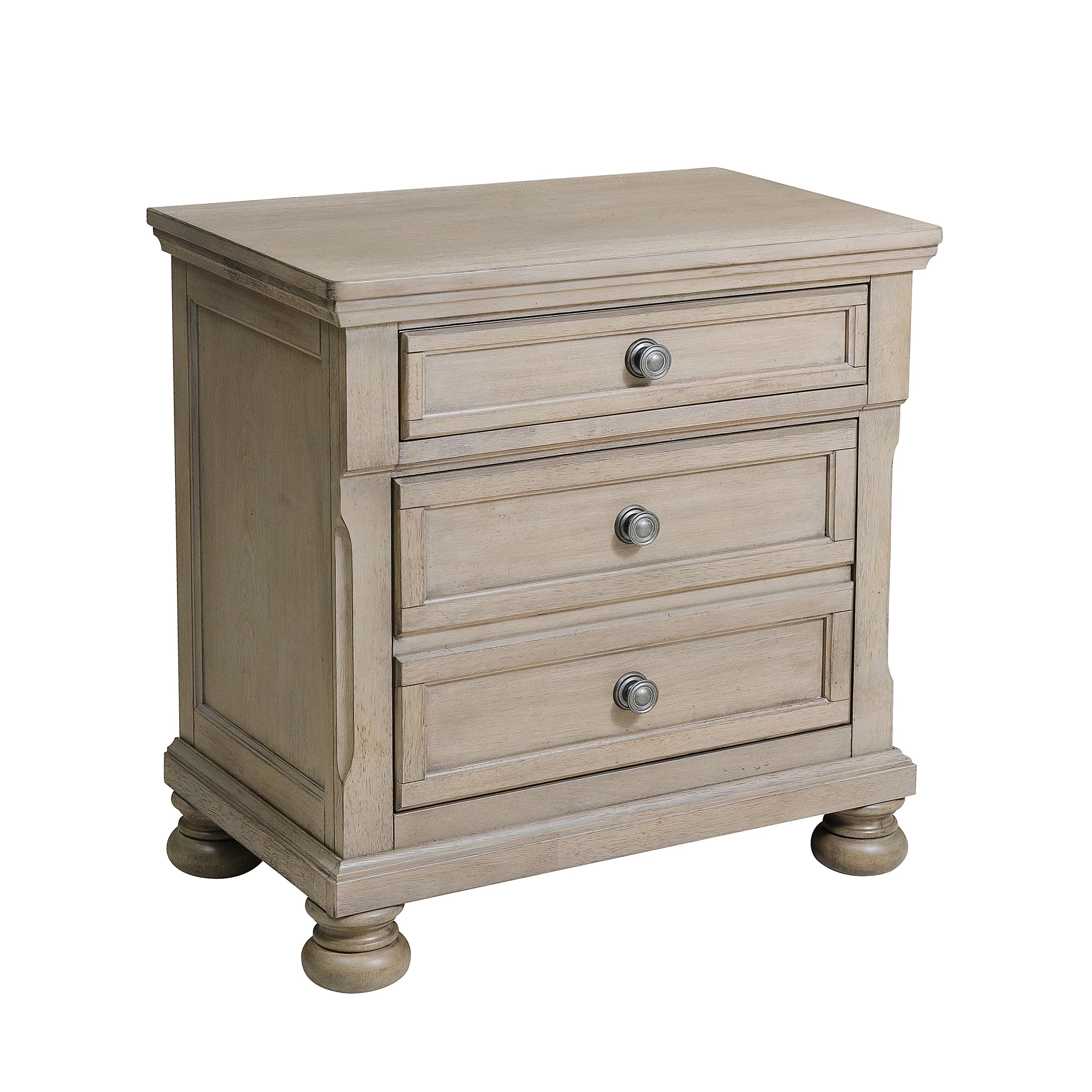 

    
Transitional Wire Brushed Gray Wood Nightstand Homelegance 2259GY-4 Bethel
