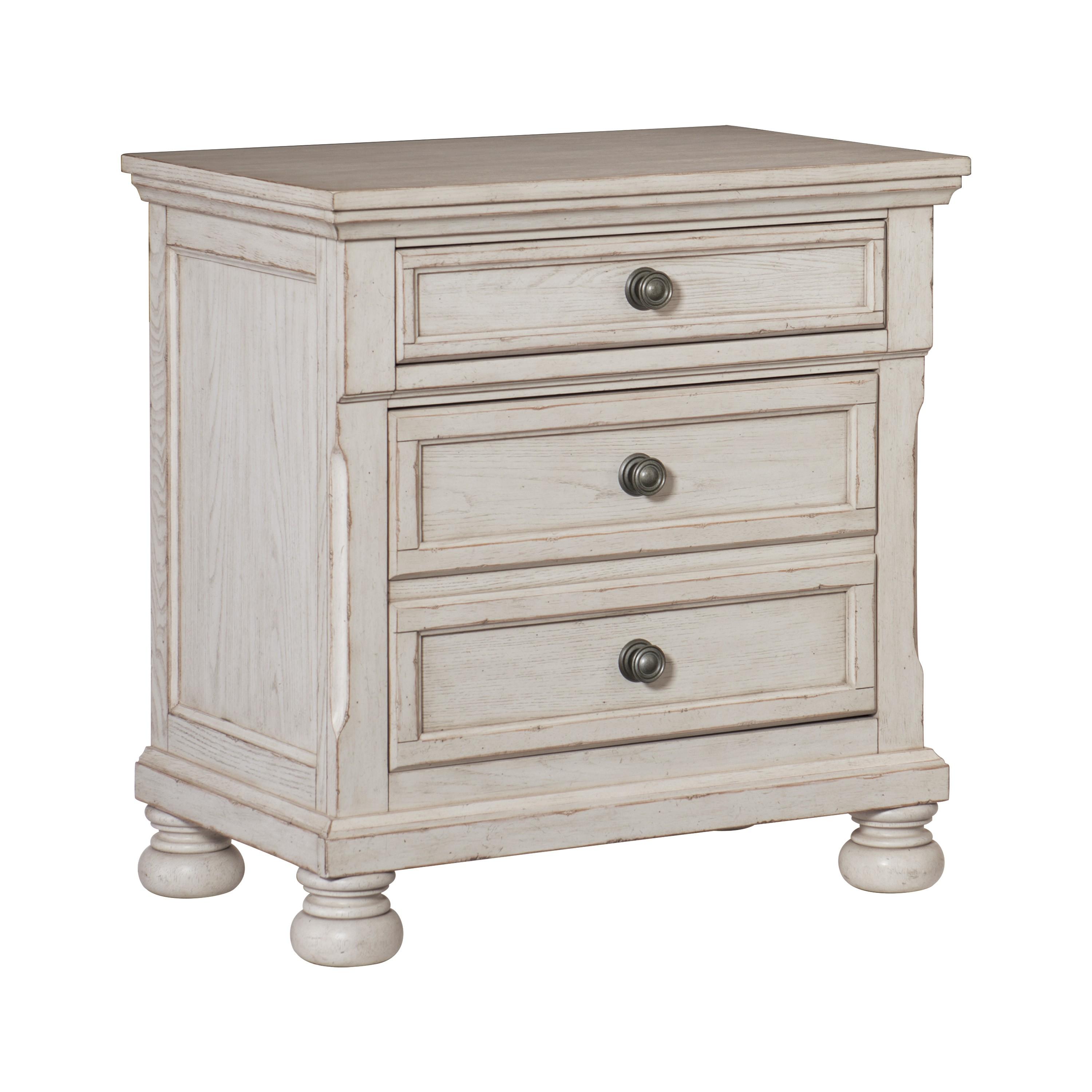 

    
Transitional Wire Brushed White Wood Nightstand Homelegance 2259W-4 Bethel
