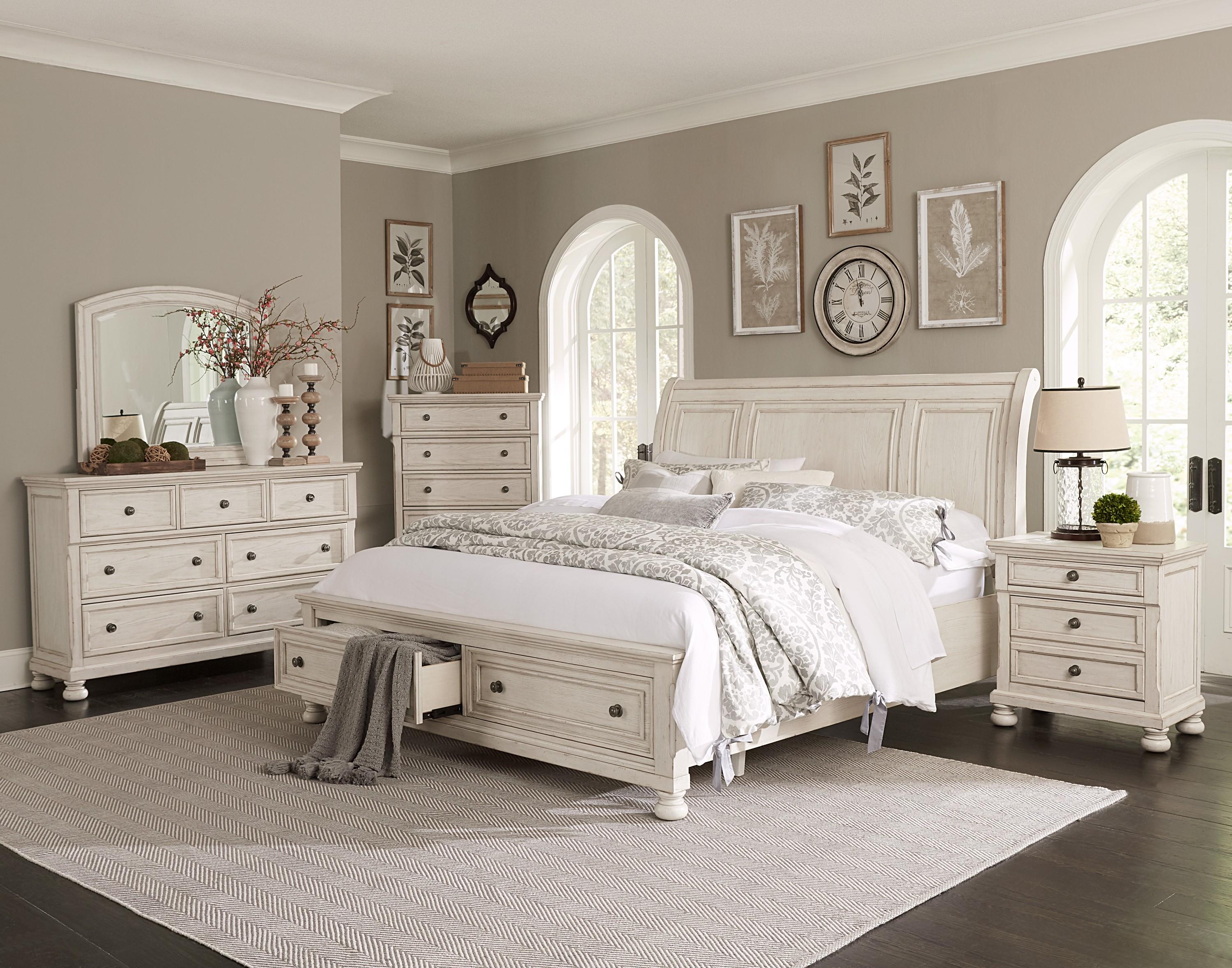 Transitional Bedroom Set 2259W-1-6PC Bethel 2259W-1-6PC in White 