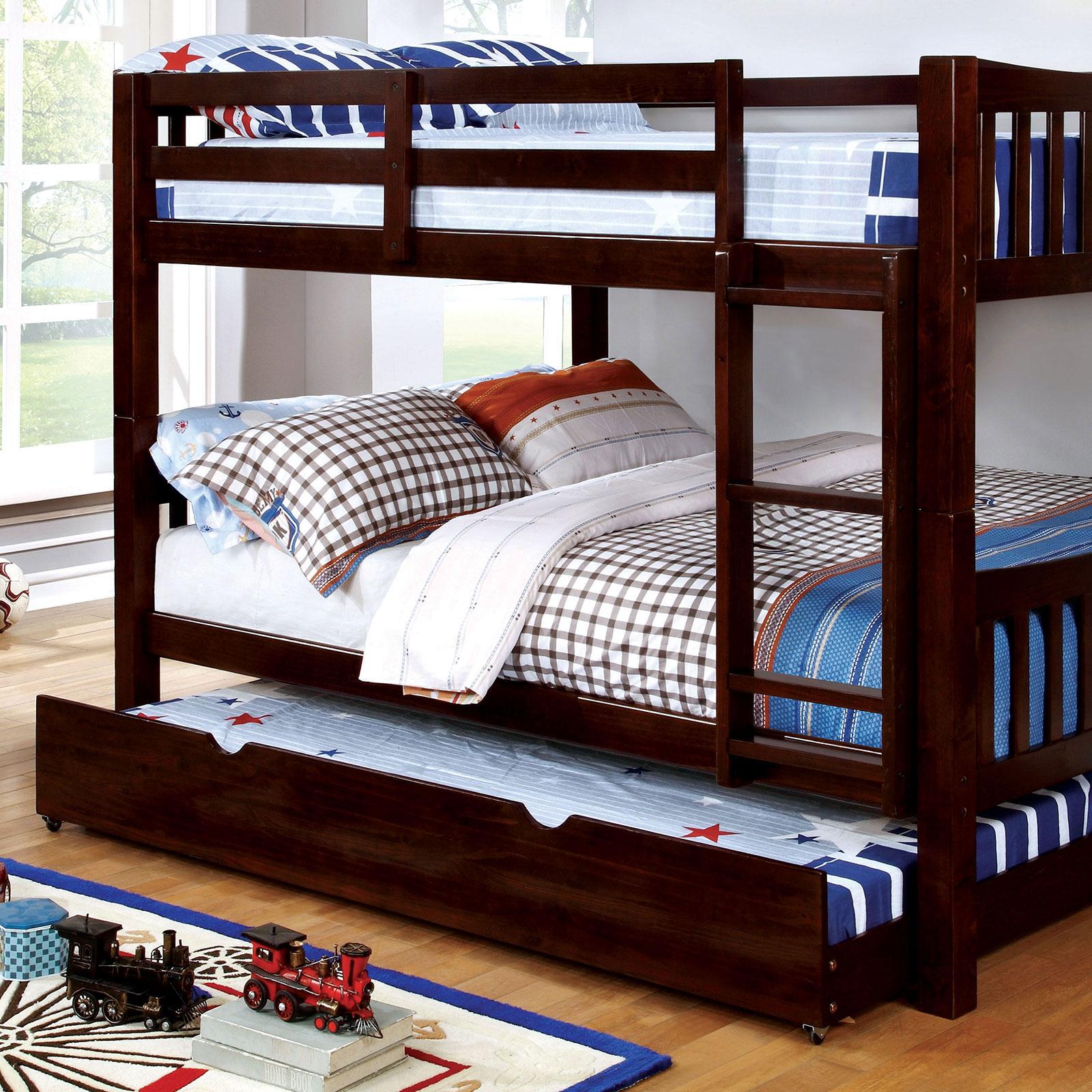 

    
Brown Wood Full Bunk Bed CAMERON CM-BK929F-EX Furniture of America Transitional
