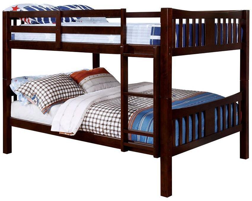 

    
Brown Wood Full Bunk Bed CAMERON CM-BK929F-EX Furniture of America Transitional

