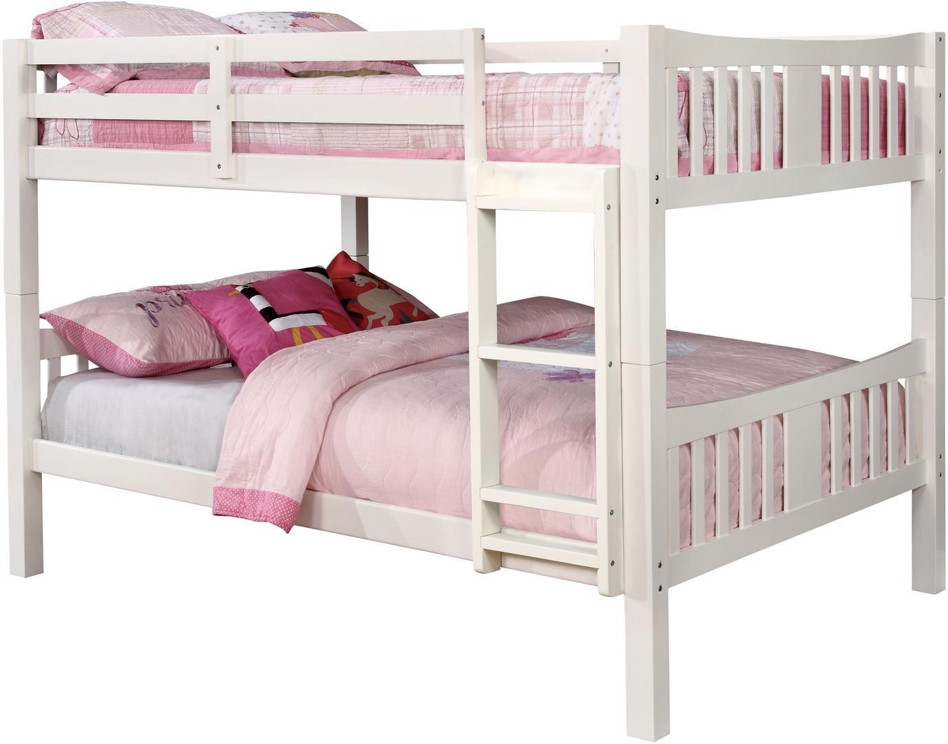 Transitional Bunk Bed CAMERON CM-BK929F-WH CM-BK929F-WH-BED in White 