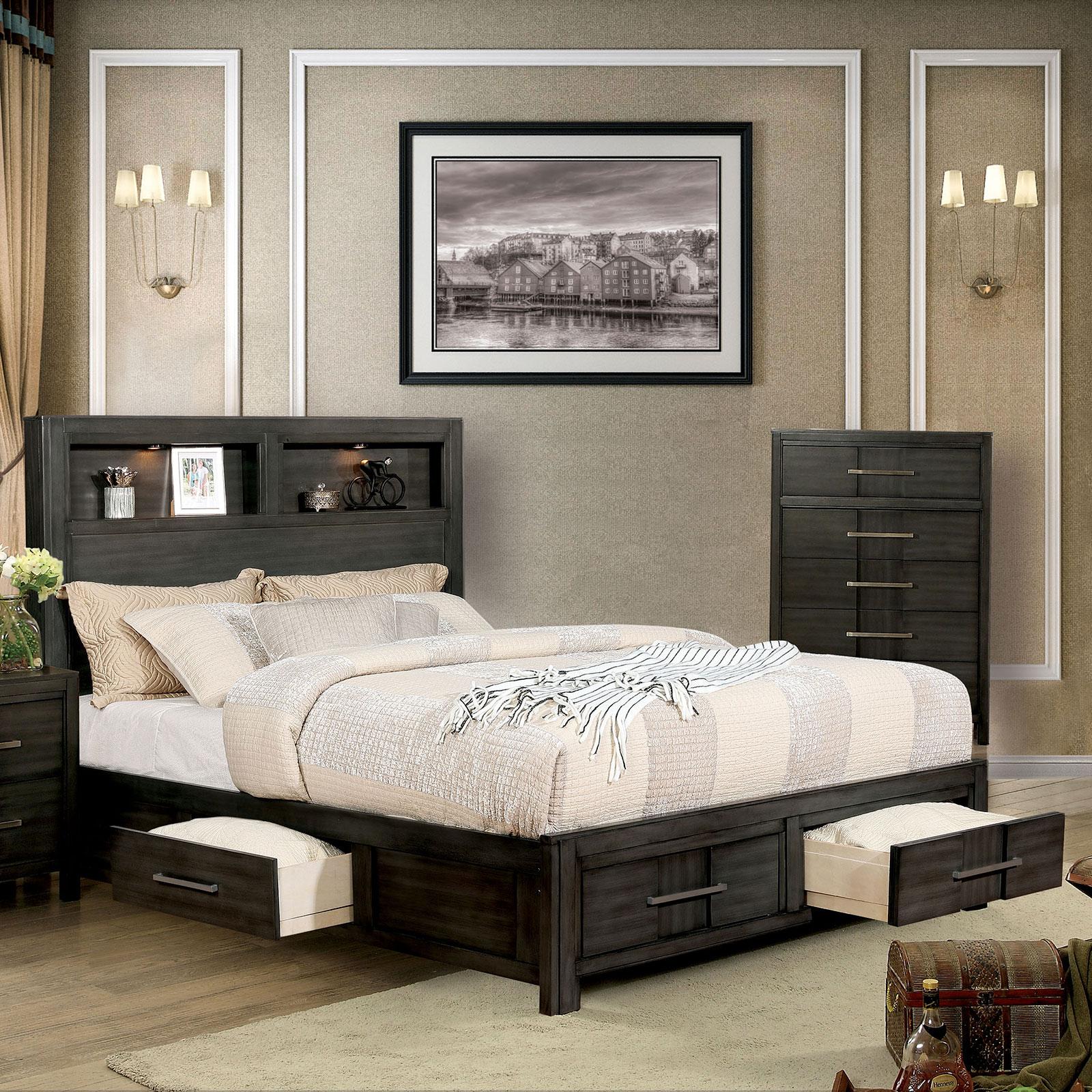 

    
Gray CAL King Storage Bed KARLA CM7500GY-CK Furniture of America Transitional
