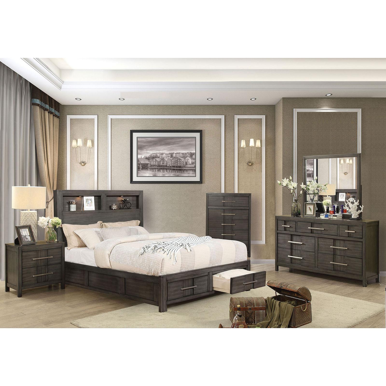 

        
Furniture of America KARLA CM7500GY-CK Storage Bed Gray Matte 00841403185341
